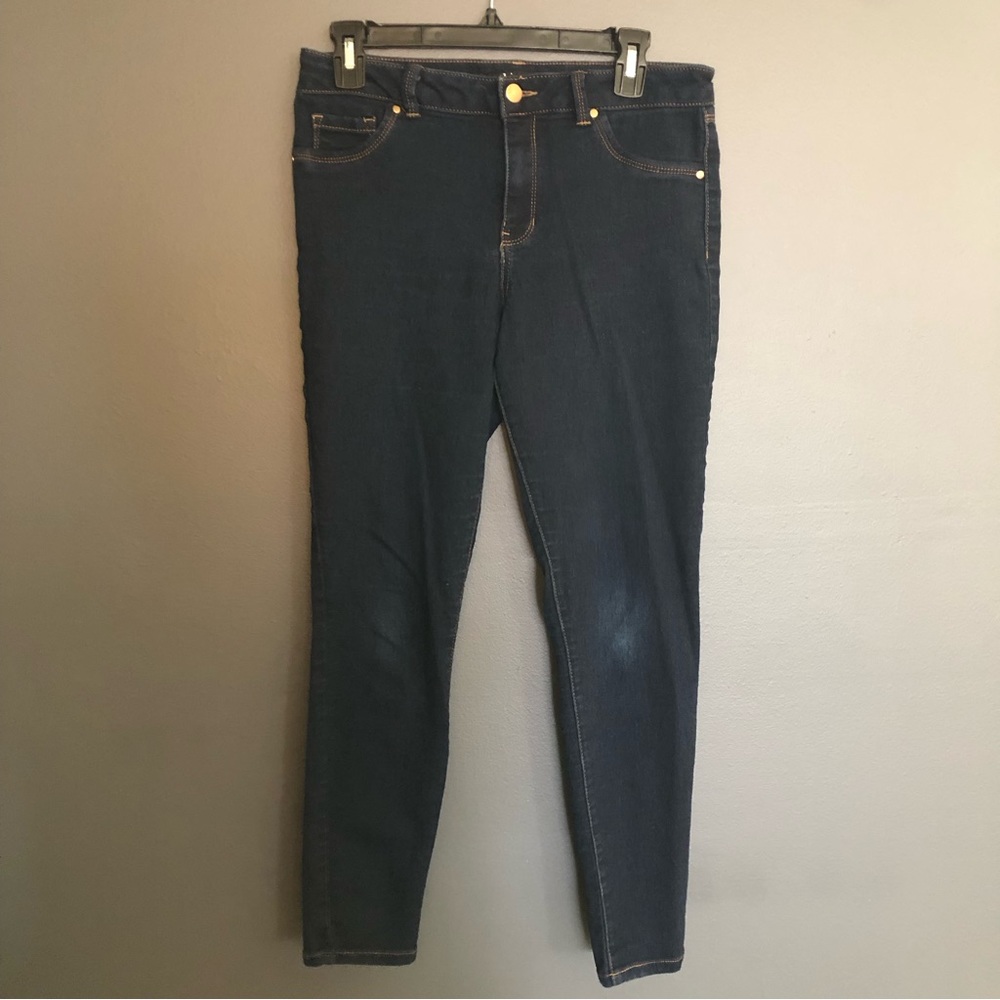 D JEANS Women's High Waist Recycled Skinny Jeans - Dark Blue - Size 10